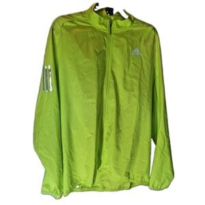 Adidas Climaproof Wind Resistant Reflective Running Jacket Neon Yellow Sz Small